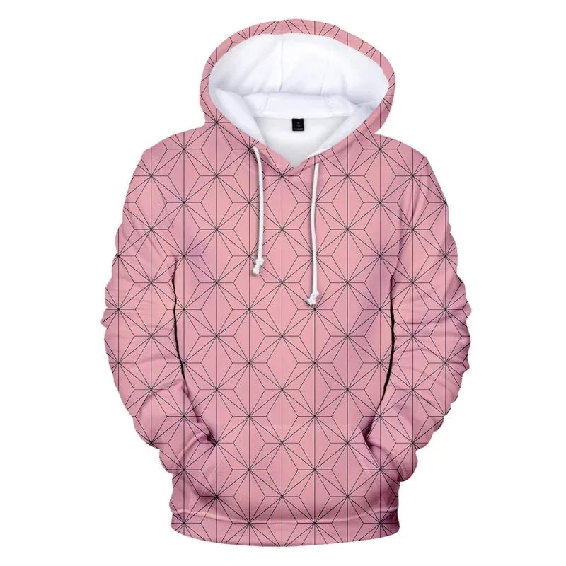 Demon Slayer Anime 3D Print Hoodie – Tanjiro & Nezuko Casual Pullover Streetwear