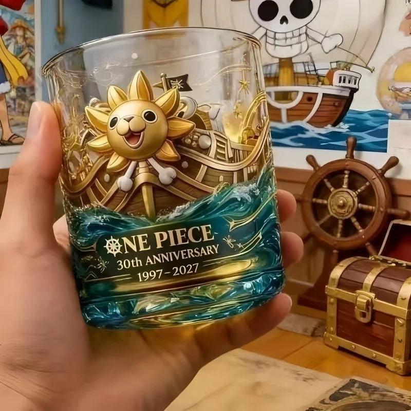 One Piece 30th Anniversary Glass Tumbler – Engraved Whiskey & Coffee Glass
