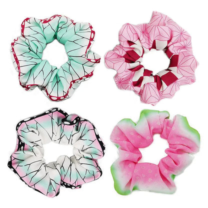 Demon Slayer Hair Scrunchie - Anime Satin Elastic Hair Tie