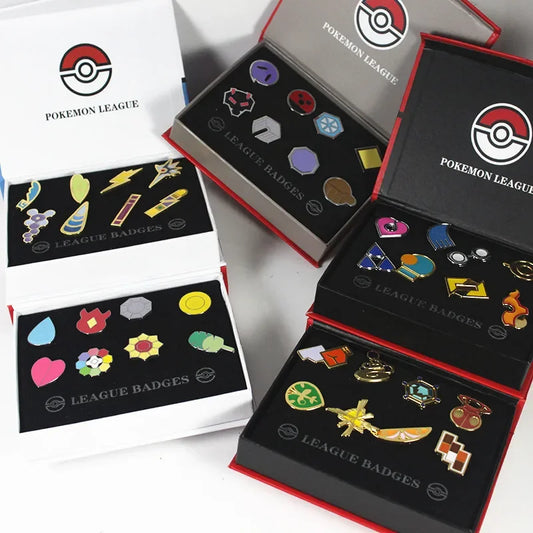 Pokemon Gym Badge Metal Pin Collection Set – Kanto Johto Hoenn Sinnoh Pins
