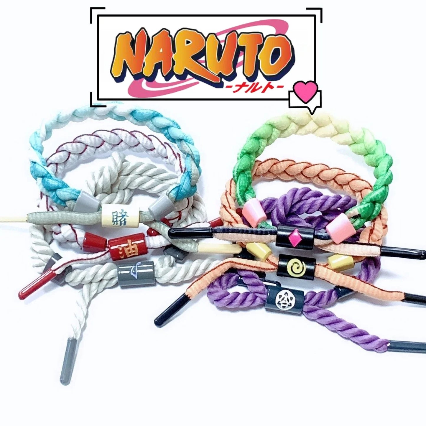 Naruto Braided Rope Cosplay Bracelet – Adjustable Alloy Symbol Wristband Set