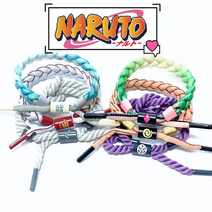 Naruto Braided Rope Cosplay Bracelet – Adjustable Alloy Symbol Wristband Set