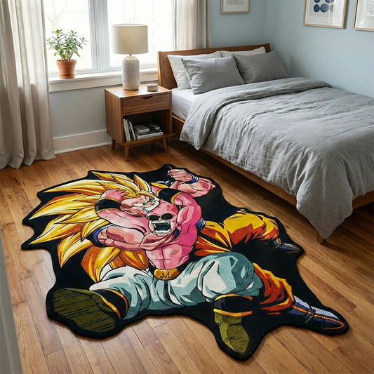 Majin Buu vs. Goku (SSJ3) Premium Anime Area Rug - Non-Slip Gaming & Bedroom Decor