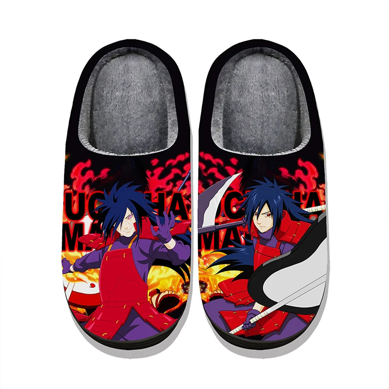 Naruto Anime Winter Plush Slippers – Itachi, Kakashi & Sasuke Indoor Cosplay Shoes