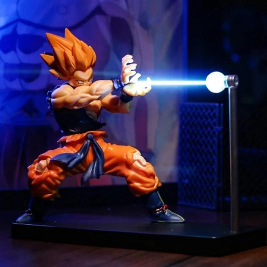 Goku Kamehameha blue energy ball LED lamp for gaming room decor.